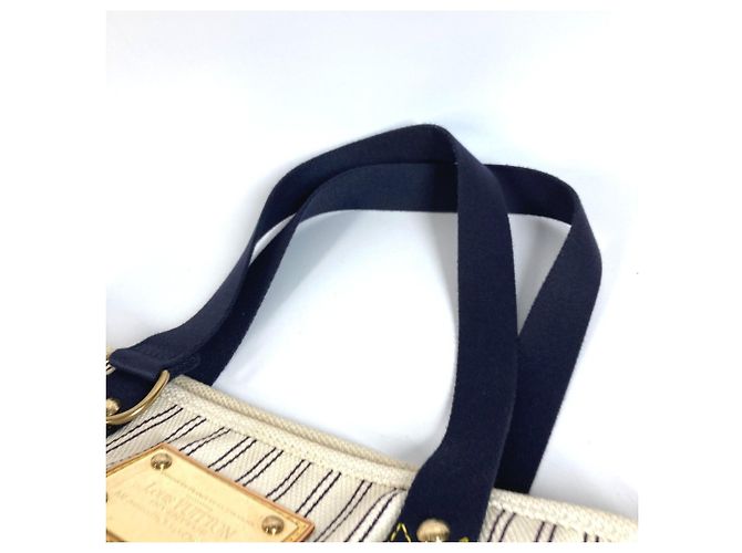Borsa a tracolla Louis Vuitton Antigua Cabas MM Bianco Blu navy - vista 7