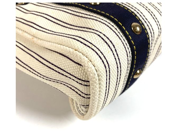 Borsa a tracolla Louis Vuitton Antigua Cabas MM Bianco Blu navy - vista 8