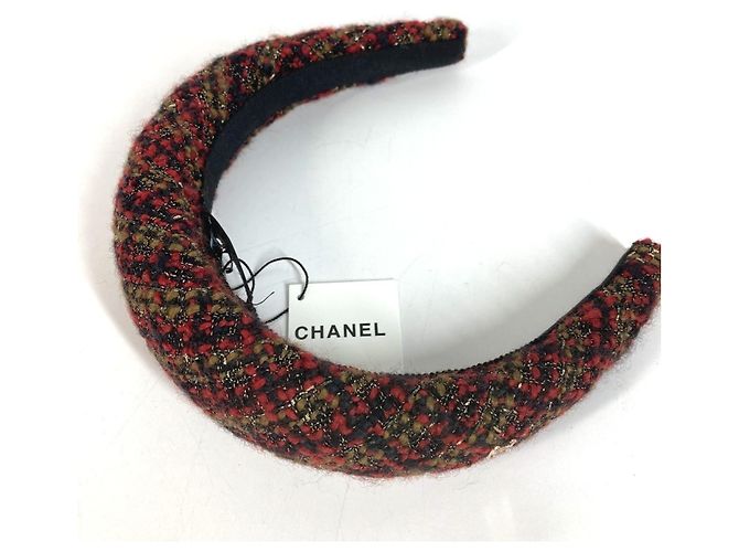 Cerchietto CHANEL 21K Tweed CC Coco Mark Rosso - vista 2