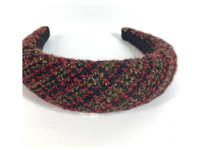 Cerchietto CHANEL 21K Tweed CC Coco Mark Rosso - vista 3