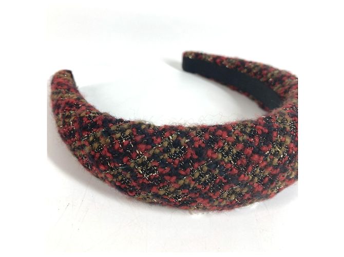 Cerchietto CHANEL 21K Tweed CC Coco Mark Rosso - vista 4