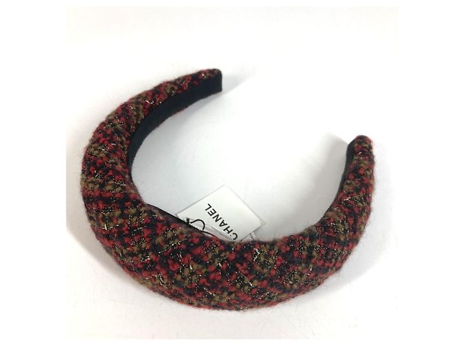 Cerchietto CHANEL 21K Tweed CC Coco Mark Rosso - vista 5