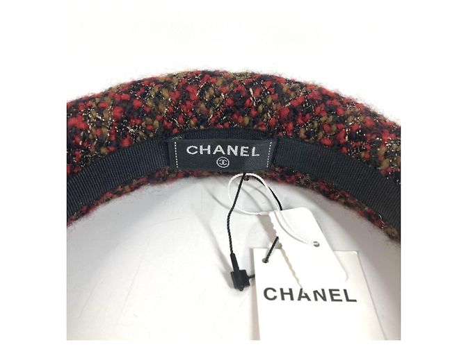 Cerchietto CHANEL 21K Tweed CC Coco Mark Rosso - vista 6
