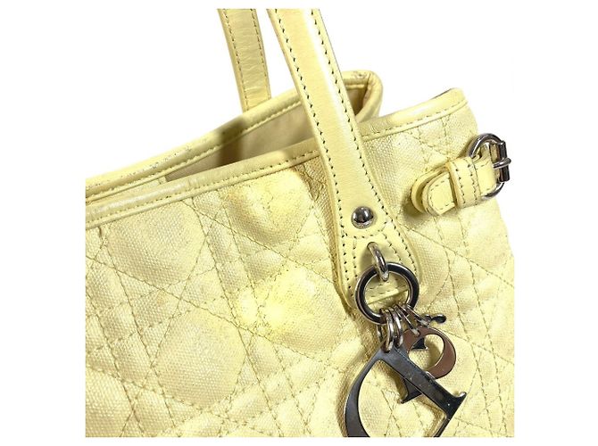 Christian Dior Dior Cannage gesteppte Logo-Tasche Gelb - Ansicht 11