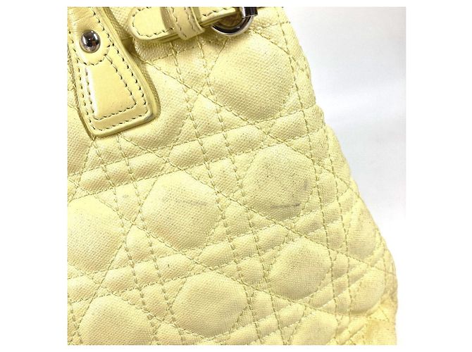 Christian Dior Dior Cannage gesteppte Logo-Tasche Gelb - Ansicht 12
