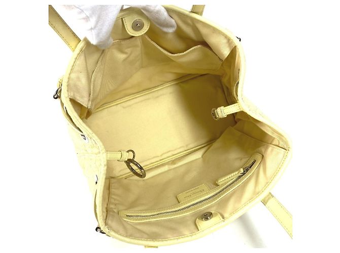Christian Dior Dior Cannage gesteppte Logo-Tasche Gelb - Ansicht 13