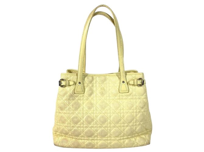 Christian Dior Dior Cannage gesteppte Logo-Tasche Gelb - Ansicht 2
