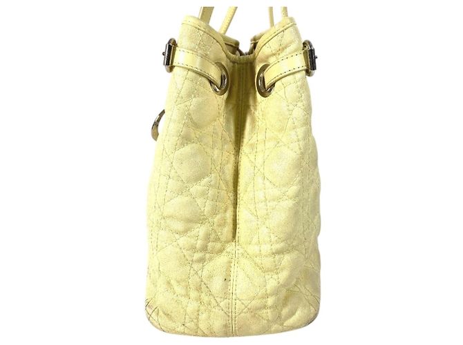 Christian Dior Dior Cannage gesteppte Logo-Tasche Gelb - Ansicht 3