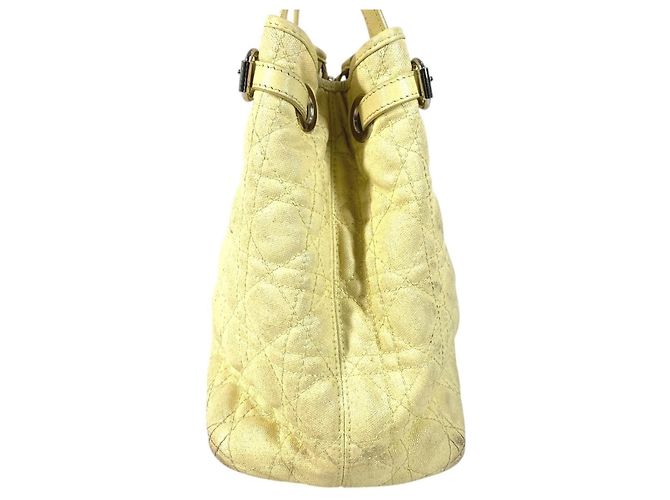 Christian Dior Dior Cannage gesteppte Logo-Tasche Gelb - Ansicht 4