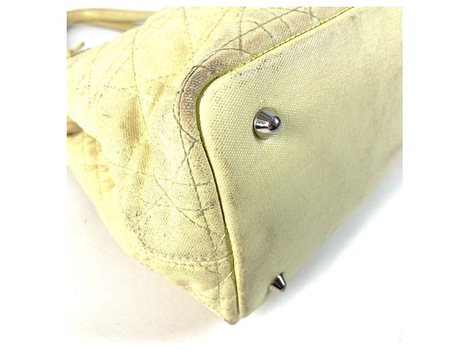 Christian Dior Dior Cannage gesteppte Logo-Tasche Gelb - Ansicht 7