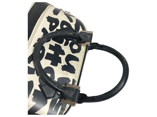 Borsa Tote Louis Vuitton Graffiti Alma PM Nero Bianco - vista 11