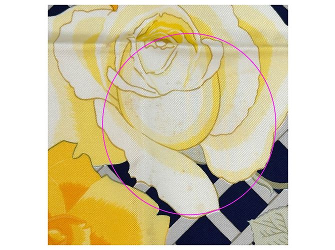 Sciarpa Hermès Carre 90 - Rose Garden Multicolore Arancione Blu navy - vista 11