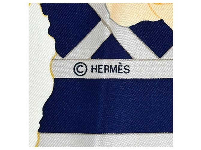 Sciarpa Hermès Carre 90 - Rose Garden Multicolore Arancione Blu navy - vista 4