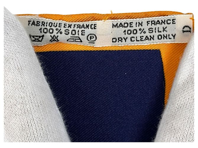 Sciarpa Hermès Carre 90 - Rose Garden Multicolore Arancione Blu navy - vista 5