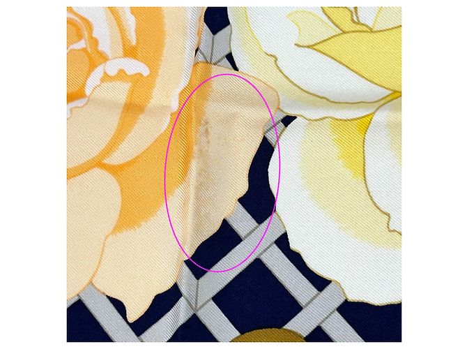 Sciarpa Hermès Carre 90 - Rose Garden Multicolore Arancione Blu navy - vista 7