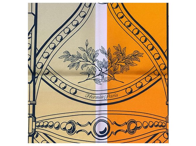 Hermès Pañuelo de seda de doble cara Hermes Rosa Azul Multicolor - vista 4