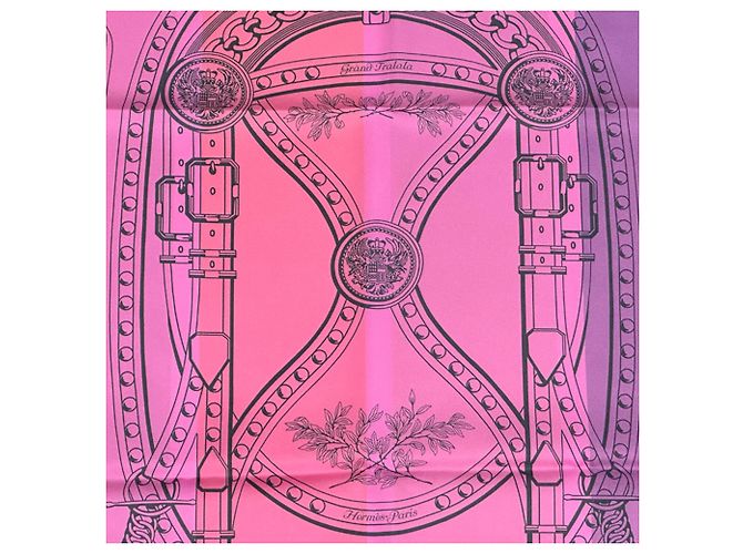 Hermès Pañuelo de seda de doble cara Hermes Rosa Azul Multicolor - vista 5