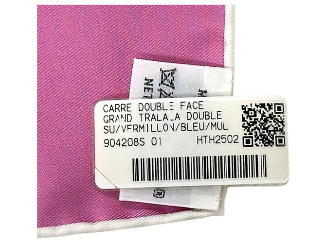 Hermès Pañuelo de seda de doble cara Hermes Rosa Azul Multicolor - vista 7