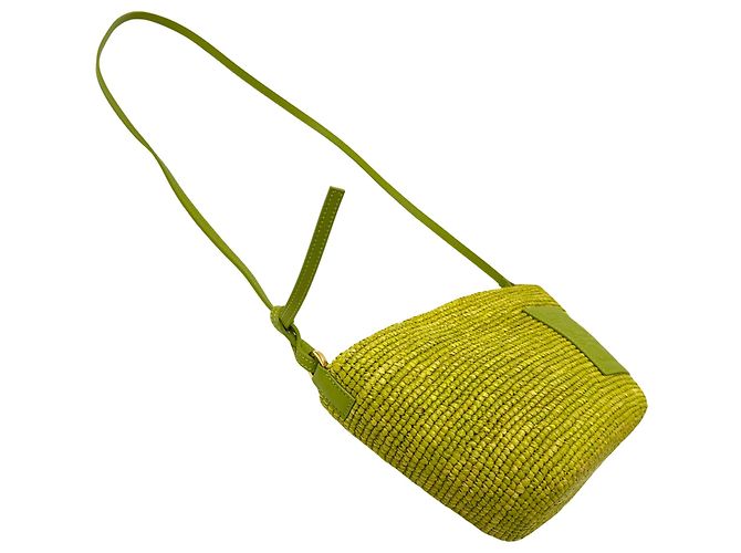 Borsa Loewe verde in pelle e rafia - vista 3