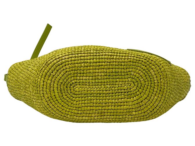 Borsa Loewe verde in pelle e rafia - vista 4