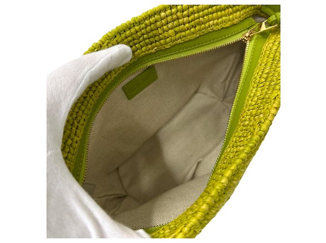 Borsa Loewe verde in pelle e rafia - vista 5
