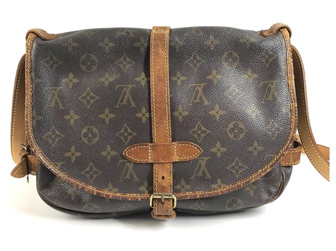 Borsa Louis Vuitton Monogram Saumur 30 Flap Marrone - vista 2