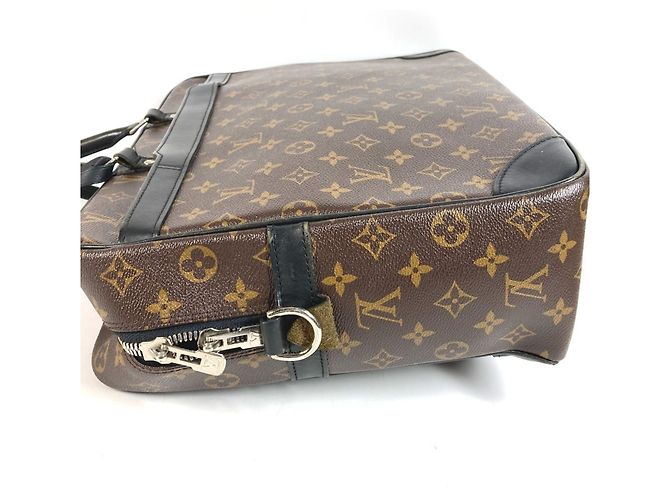 Valigetta Louis Vuitton Monogram Macassar Port Document Voyage GM Marrone Nero - vista 14