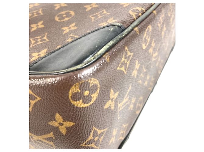 Valigetta Louis Vuitton Monogram Macassar Port Document Voyage GM Marrone Nero - vista 15