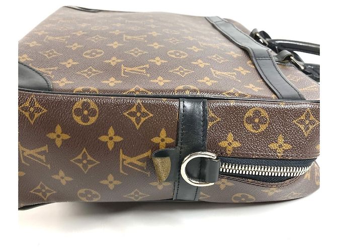 Valigetta Louis Vuitton Monogram Macassar Port Document Voyage GM Marrone Nero - vista 2