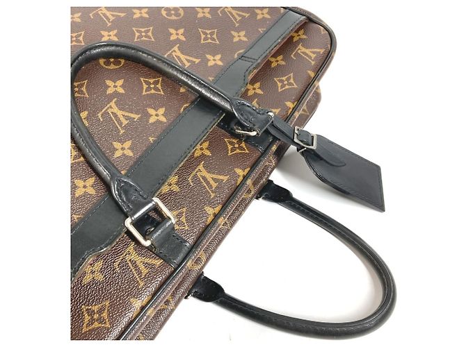 Valigetta Louis Vuitton Monogram Macassar Port Document Voyage GM Marrone Nero - vista 4