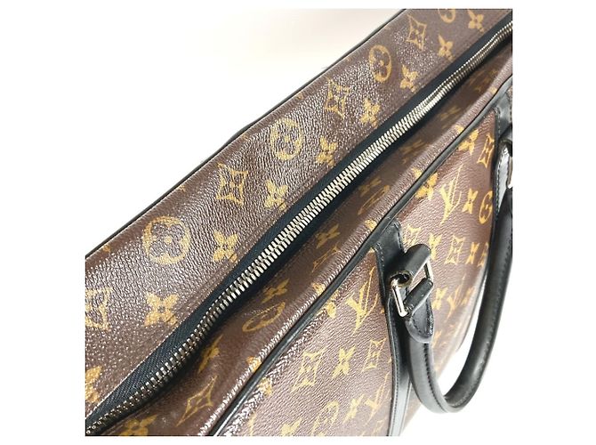 Valigetta Louis Vuitton Monogram Macassar Port Document Voyage GM Marrone Nero - vista 6
