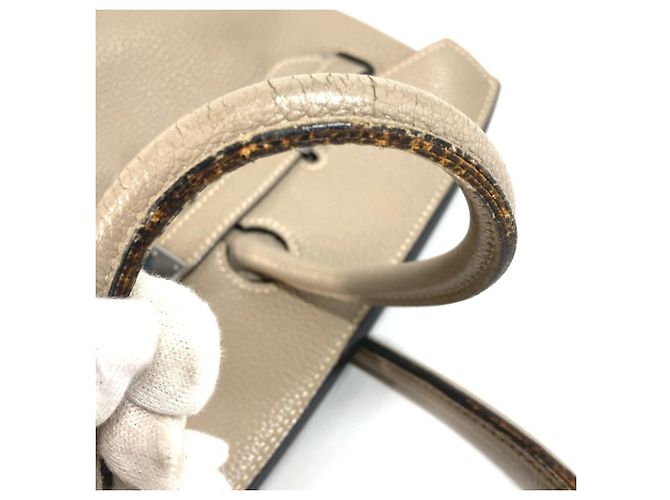 Birkin Borsa Tote in pelle Togo beige Hermès - vista 10
