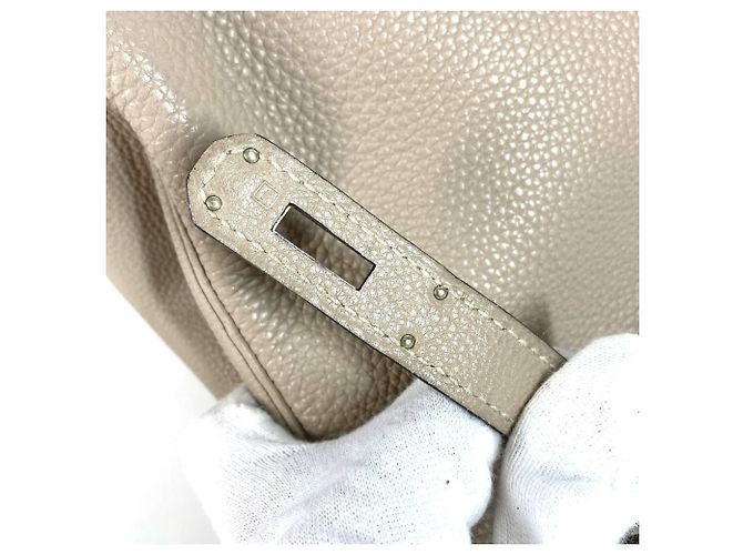 Birkin Borsa Tote in pelle Togo beige Hermès - vista 11