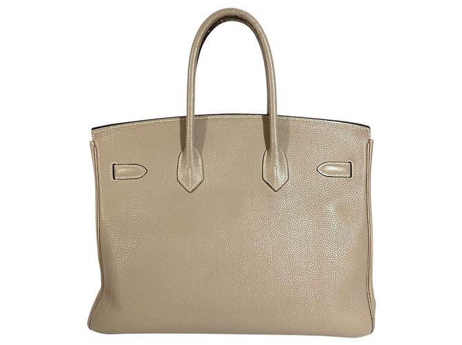 Birkin Borsa Tote in pelle Togo beige Hermès - vista 3