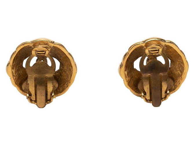 Orecchini tondi vintage Chanel Coco Mark D'oro - vista 2