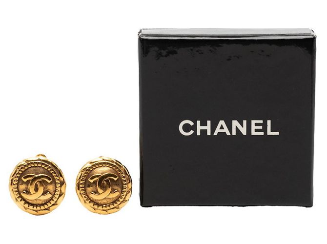 Chanel Coco Mark runde Ohrringe Golden - Ansicht 4