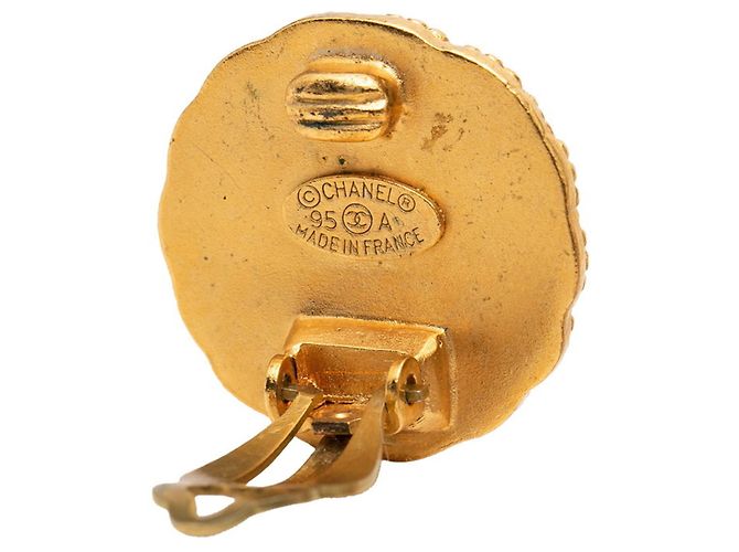 Pendientes redondos vintage Chanel Coco Mark Dorado - vista 3