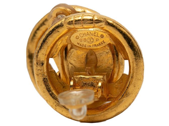 Timeless Orecchini tondi vintage Chanel Coco Mark D'oro - vista 3