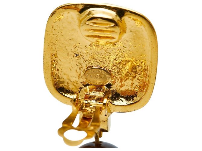 Orecchini a clip Chanel Vintage Coco Mark Marrone D'oro - vista 4
