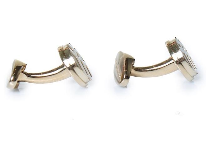 Burberry, gold toned checkered cufflinks Golden Metallic - view 2
