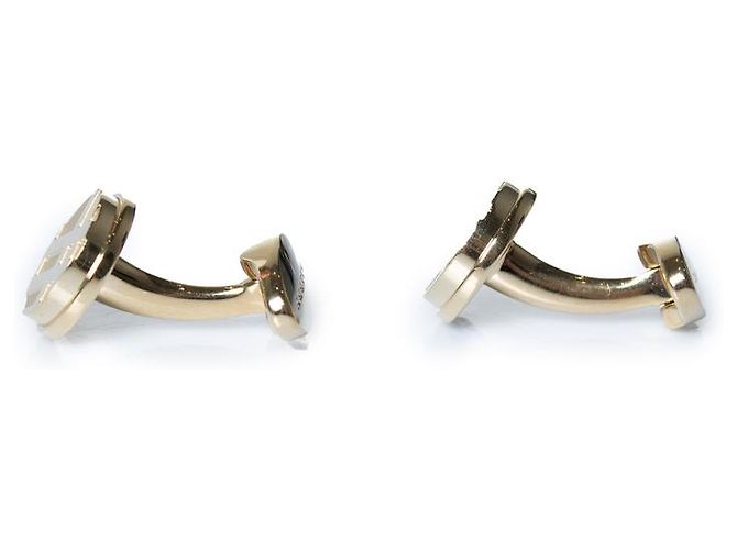 Burberry, gold toned checkered cufflinks Golden Metallic - view 4