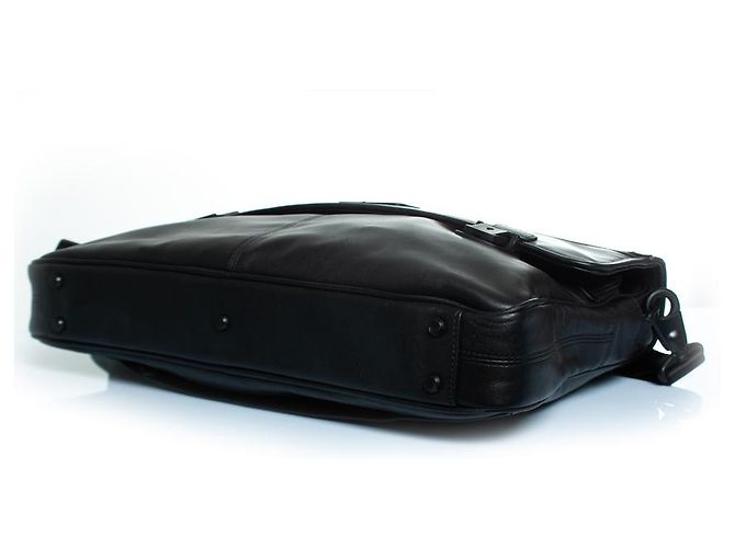 Tumi, sac porte-documents Alpha slim flap en cuir Noir - vue 3