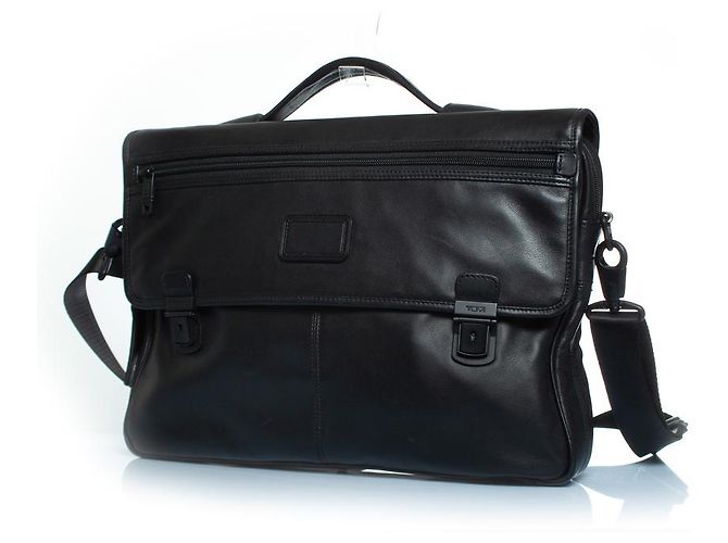 Tumi, sac porte-documents Alpha slim flap en cuir Noir - vue 4