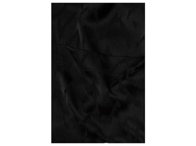 Saint Laurent, Kurzärmeliges Satinhemd mit Zickzack-Muster Schwarz - Ansicht 7