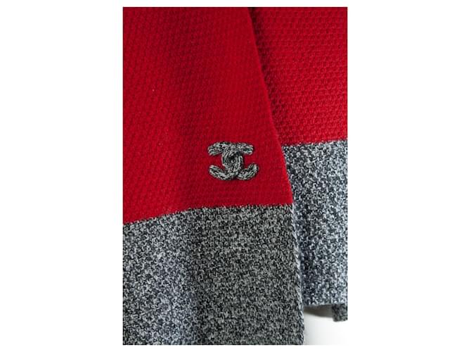 Chanel, Sciarpa oversize in cashmere con logo CC Grigio - vista 5