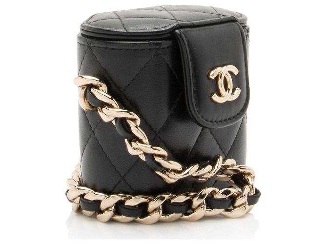 Beauty case Chanel in agnello e resina con catena elegante Nero - vista 2