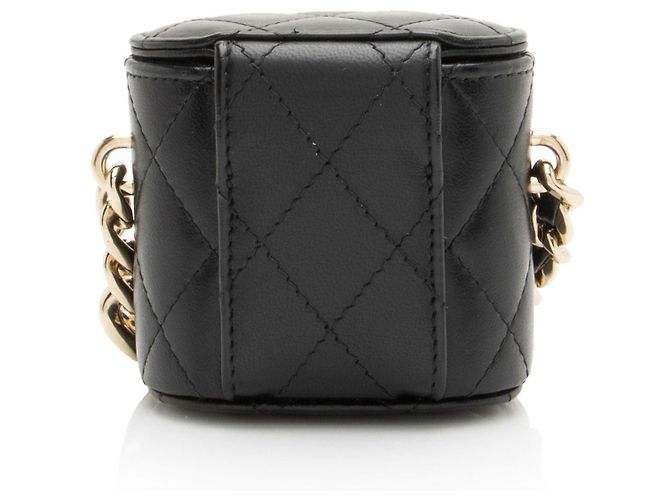 Beauty case Chanel in agnello e resina con catena elegante Nero - vista 3