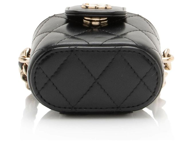 Beauty case Chanel in agnello e resina con catena elegante Nero - vista 4