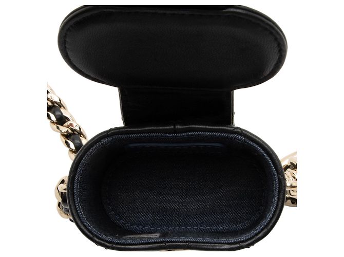 Beauty case Chanel in agnello e resina con catena elegante Nero - vista 7