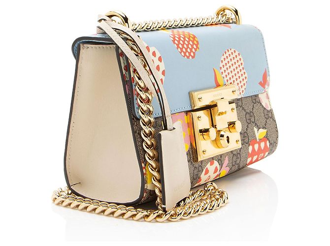 Borsa a tracolla piccola Gucci GG Supreme Les Pommes Padlock Marrone Beige - vista 2